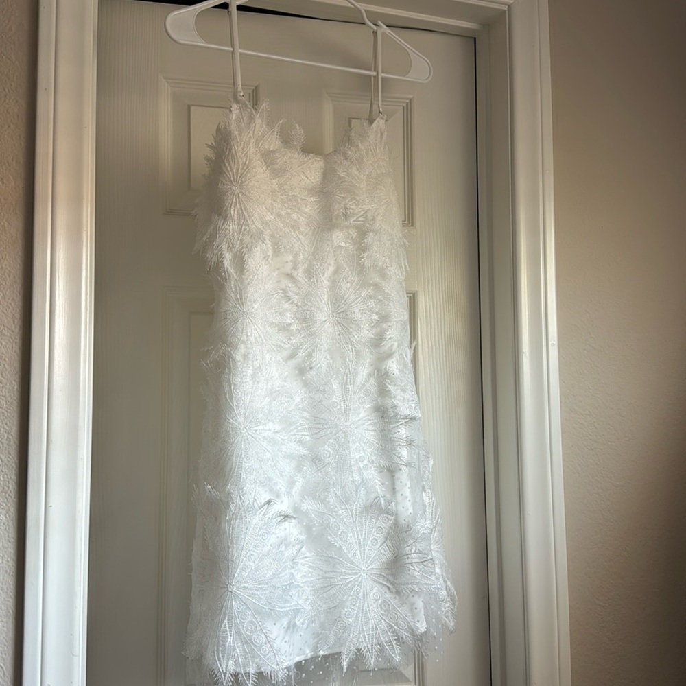 NWT INAMORE White Lace MINI Bridal Dress - size L, Bridal Shower, Bachelororette